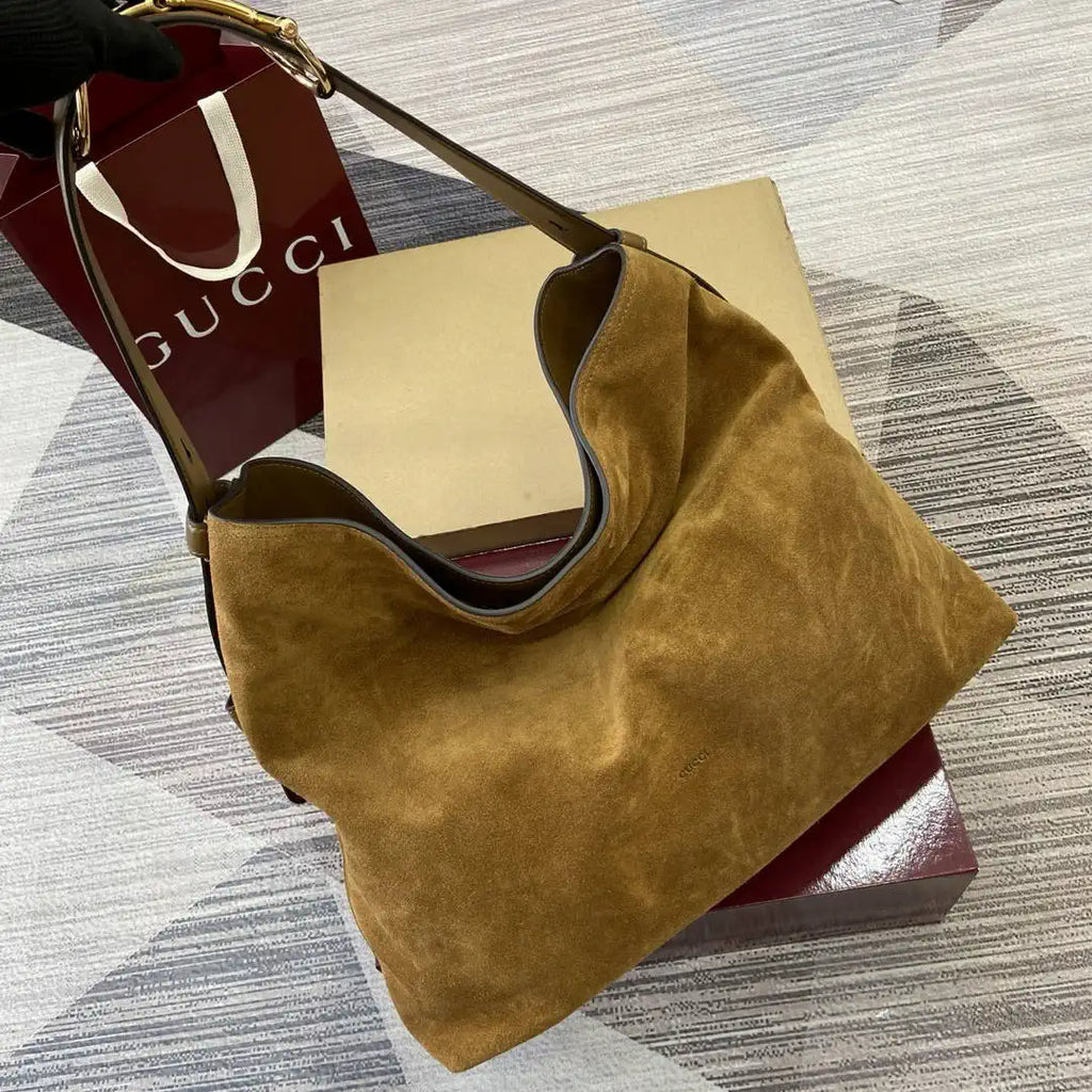 Gucci  Beatrix Large Tote Bag 850546 Brown Suede