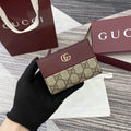 Gucci Bi-color GG Marmont small wallet 841360 beige and bright Wine Red leather