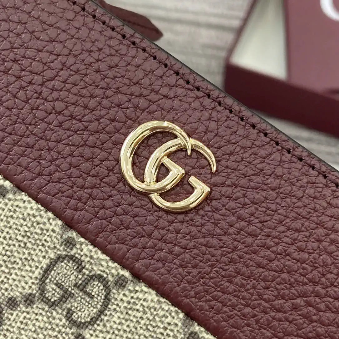 Gucci Bi-color GG Marmont small wallet 841360 beige and bright Wine Red leather