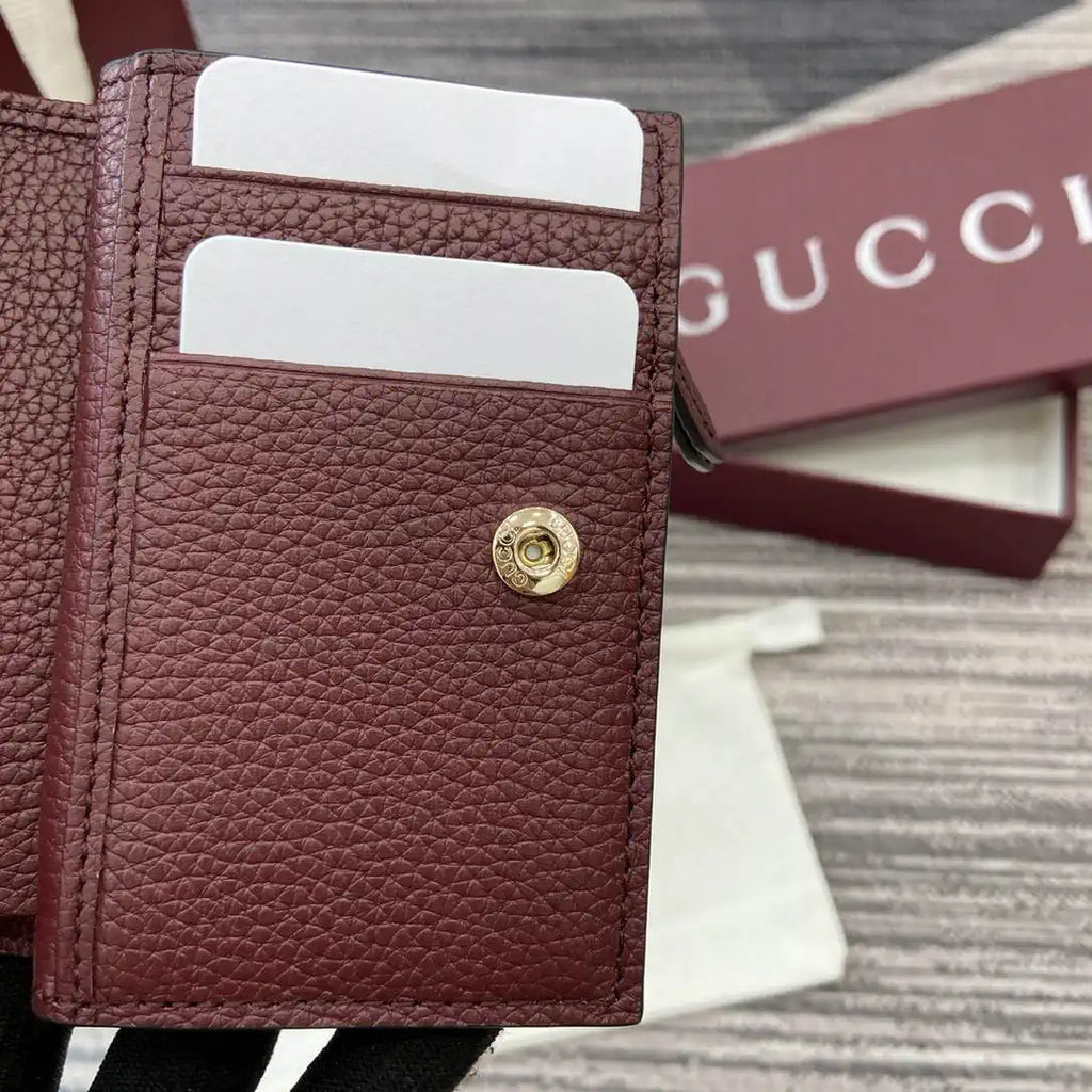 Gucci Bi-color GG Marmont small wallet 841360 beige and bright Wine Red leather