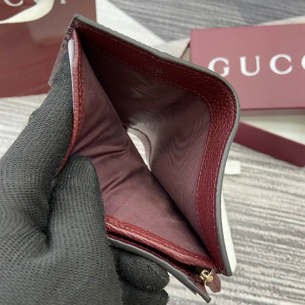 Gucci Bi-color GG Marmont small wallet 841360 beige and bright Wine Red leather
