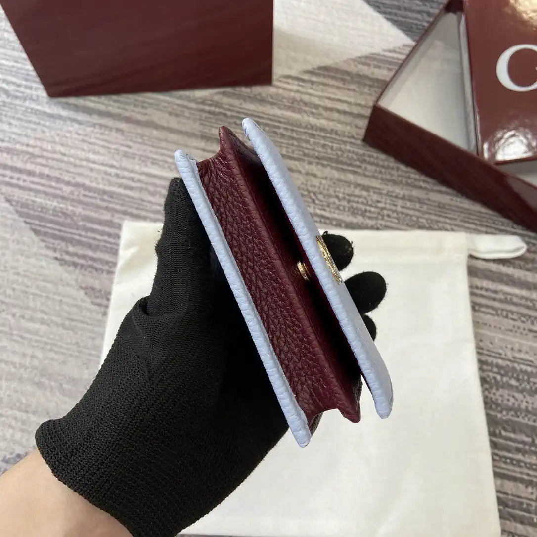Gucci Bi-color GG Marmont small wallet 841360 Blue and bright Wine Red leather