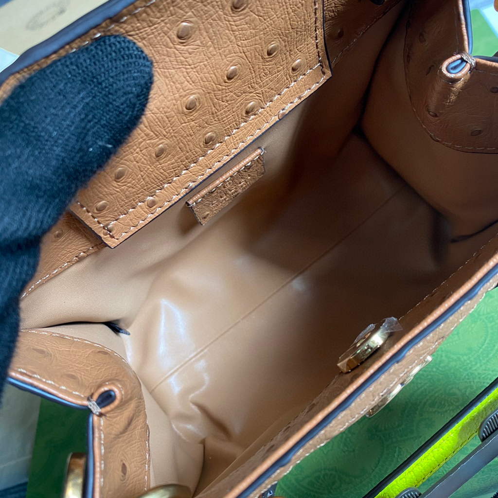Gucci Diana Mini Tote Bag Ostrich LeatherTop Handle Bag Gucci a€?55661 Tan