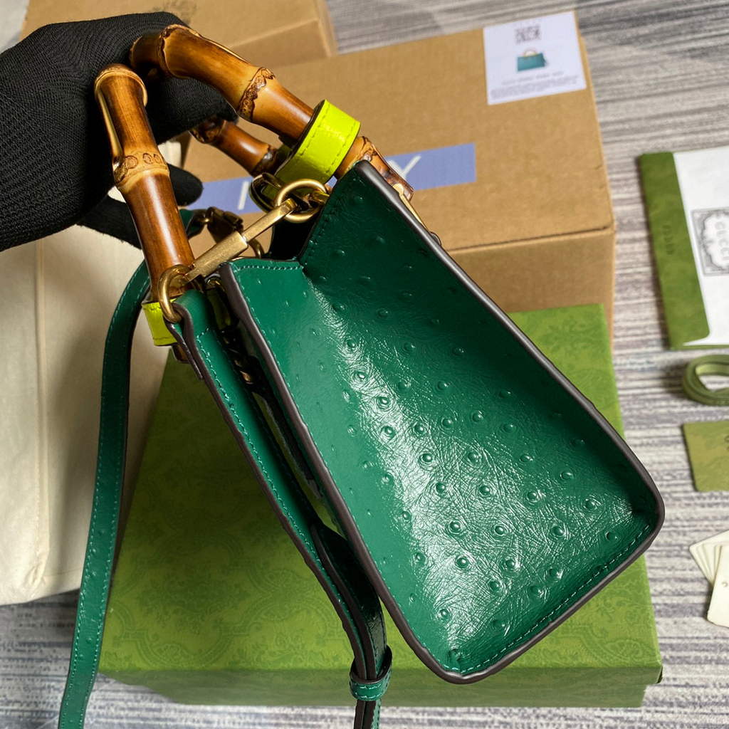 Gucci Diana Mini Tote Bag Ostrich LeatherTop Handle Bag Gucci a€?55661 Green