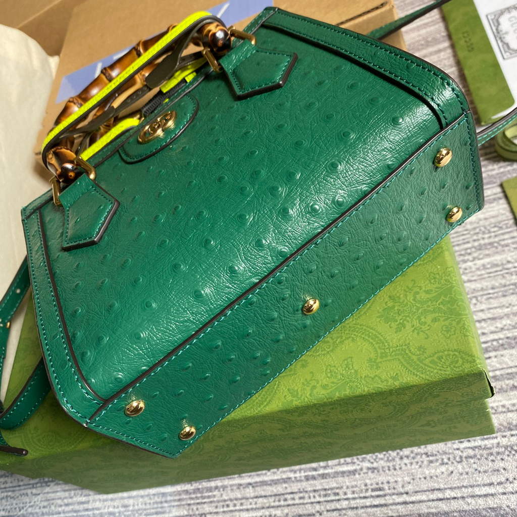 Gucci Diana Mini Tote Bag Ostrich LeatherTop Handle Bag Gucci a€?55661 Green