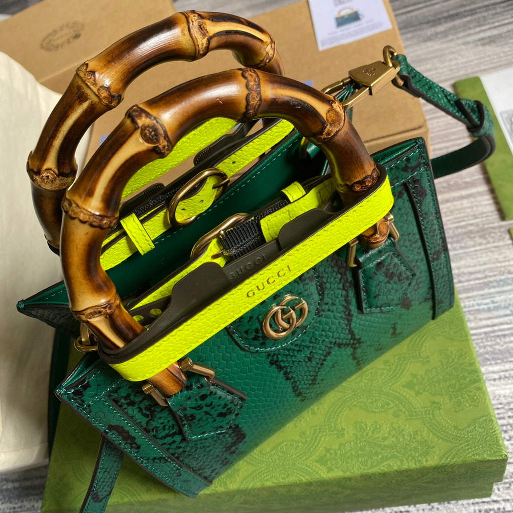Gucci Diana Mini Tote Bag Snake Top Handle Bag Gucci a€?55661 Green
