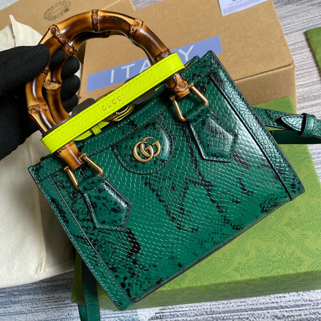Gucci Diana Mini Tote Bag Snake Top Handle Bag Gucci a€?55661 Green