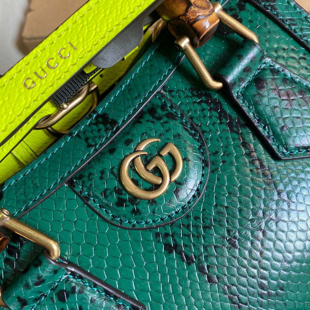 Gucci Diana Mini Tote Bag Snake Top Handle Bag Gucci a€?55661 Green