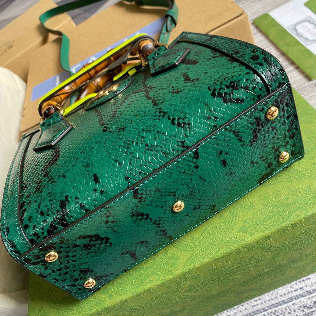 Gucci Diana Mini Tote Bag Snake Top Handle Bag Gucci a€?55661 Green