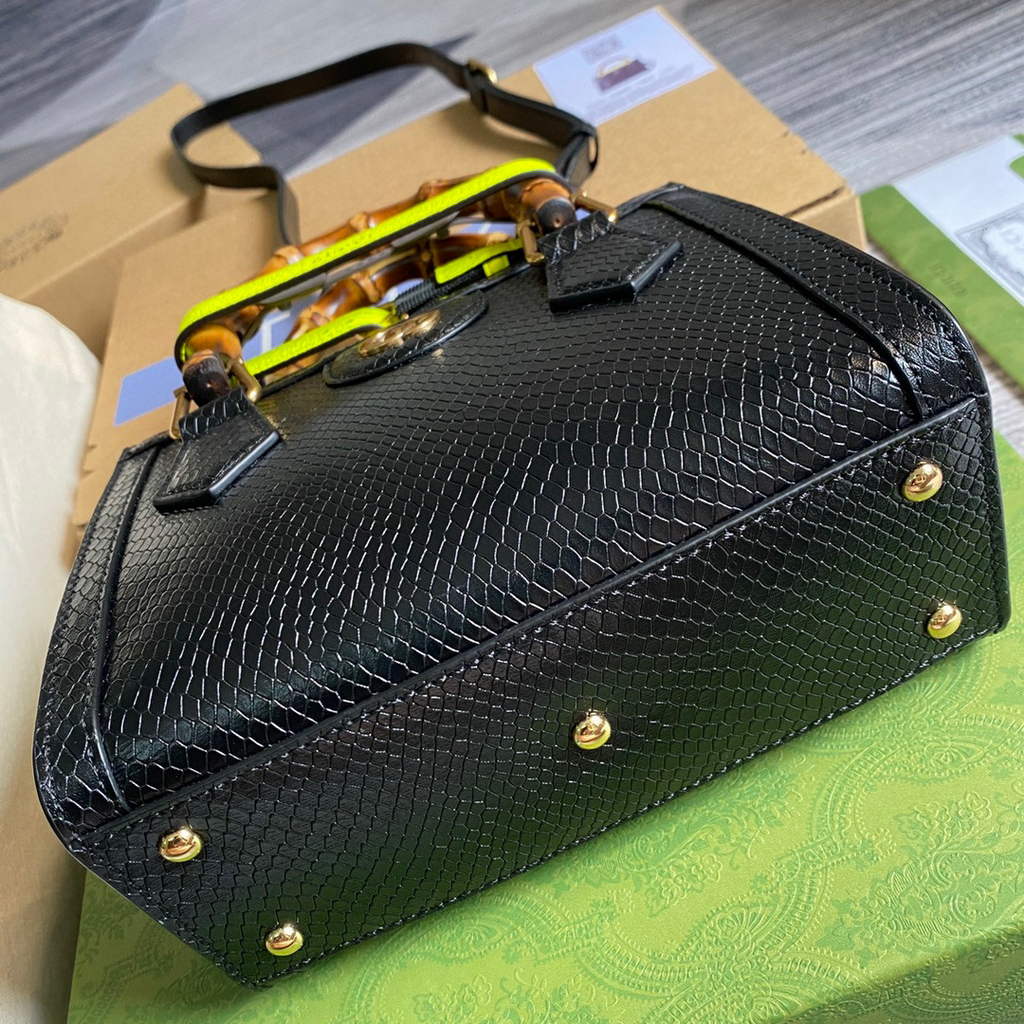 Gucci Diana Mini Tote Bag Snake Top Handle Bag Gucci a€?55661 Black