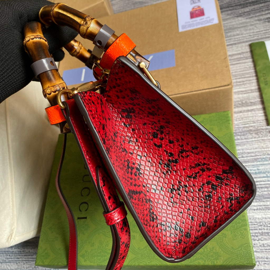 Gucci Diana Mini Tote Bag Snake Top Handle Bag Gucci a€?55661 Red
