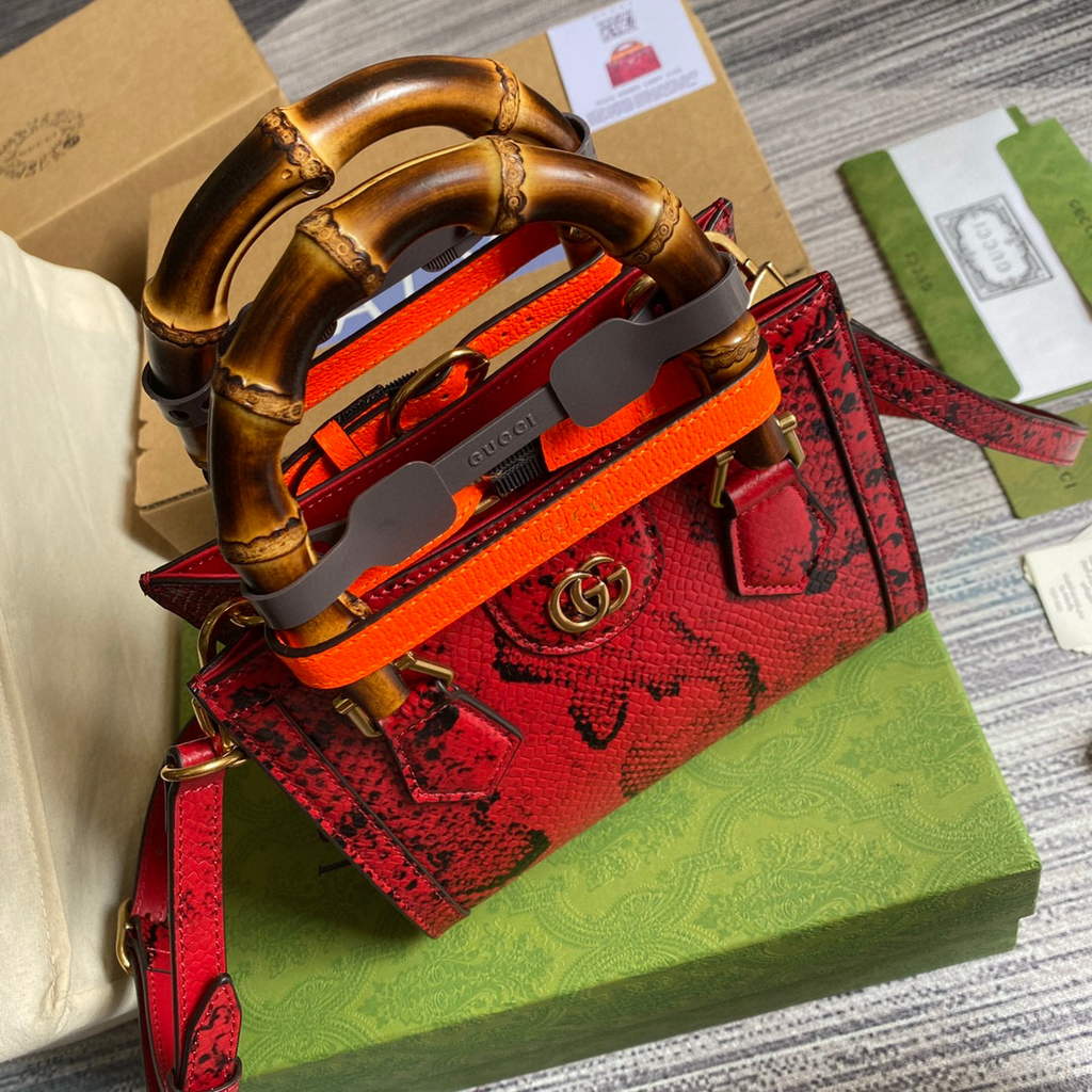 Gucci Diana Mini Tote Bag Snake Top Handle Bag Gucci a€?55661 Red