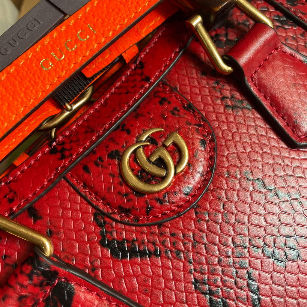 Gucci Diana Mini Tote Bag Snake Top Handle Bag Gucci a€?55661 Red