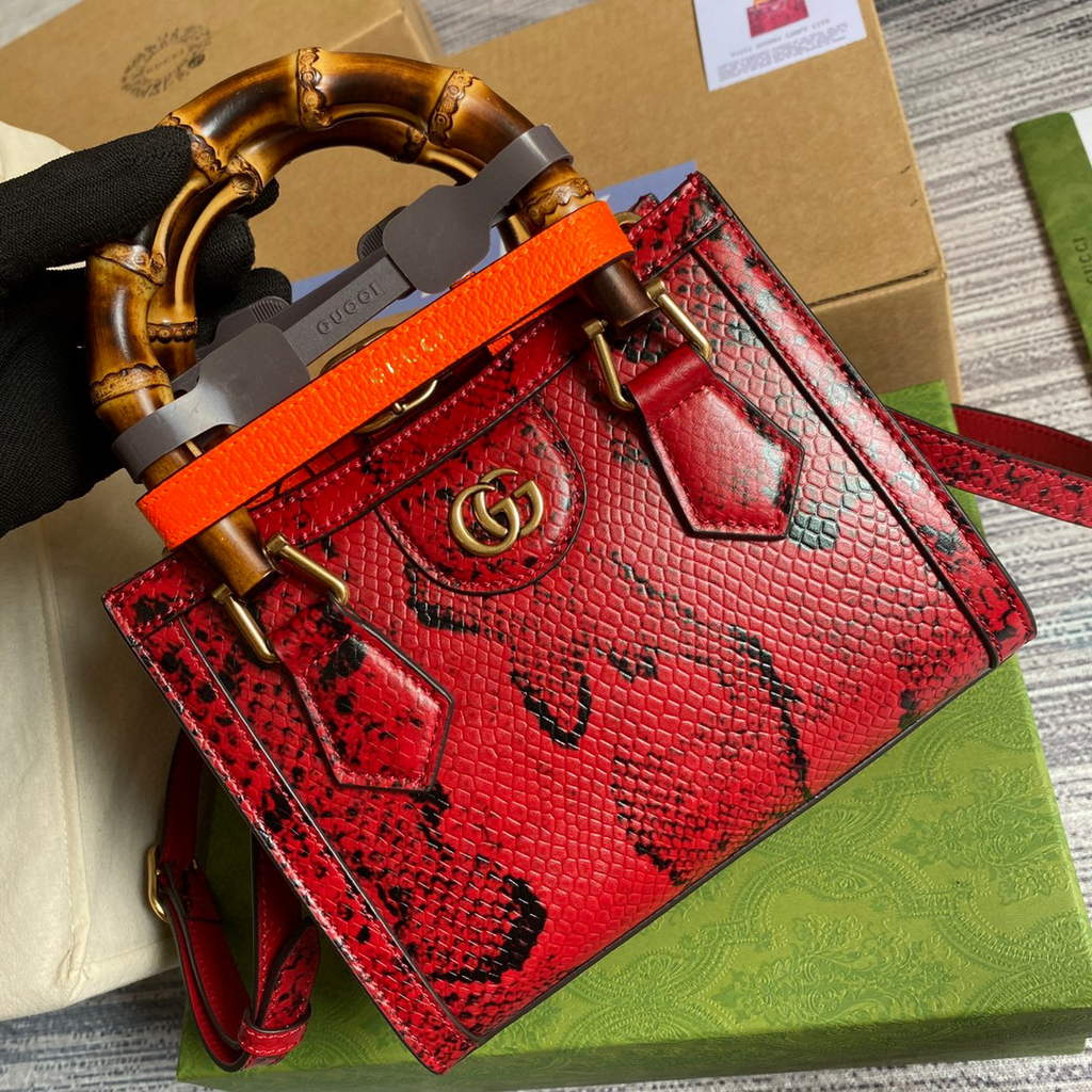 Gucci Diana Mini Tote Bag Snake Top Handle Bag Gucci a€?55661 Red