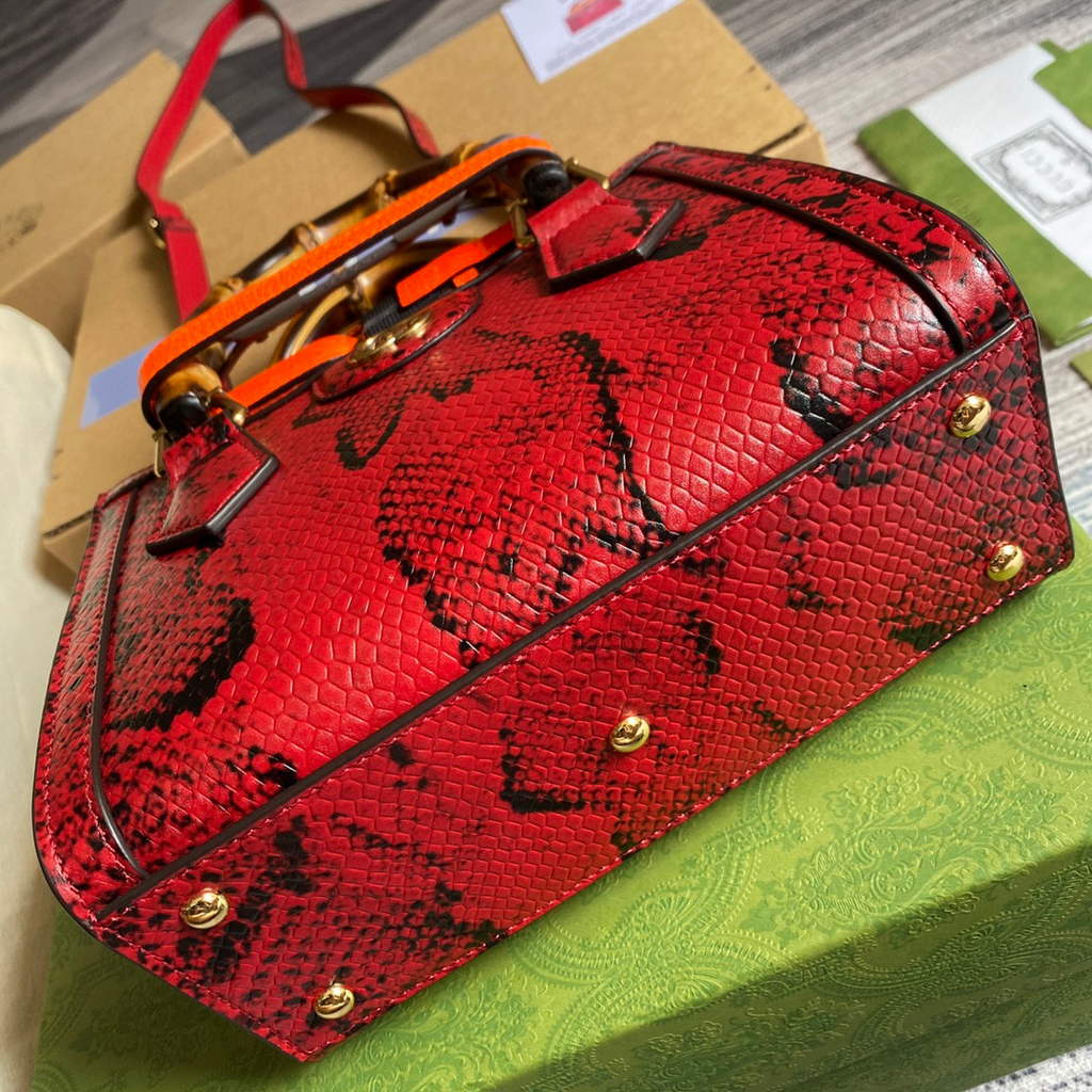 Gucci Diana Mini Tote Bag Snake Top Handle Bag Gucci a€?55661 Red