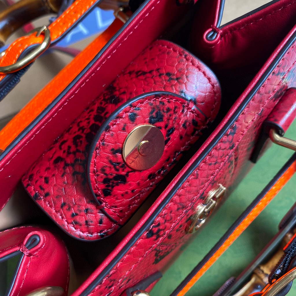 Gucci Diana Mini Tote Bag Snake Top Handle Bag Gucci a€?55661 Red