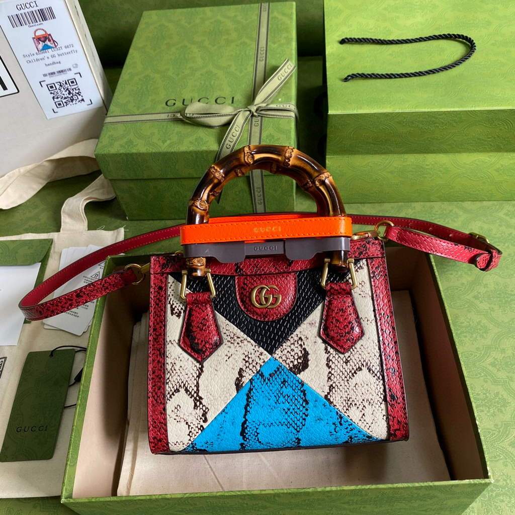 Gucci Diana Mini tote bag top handle bag Gucci a€?55661 Grey With Red