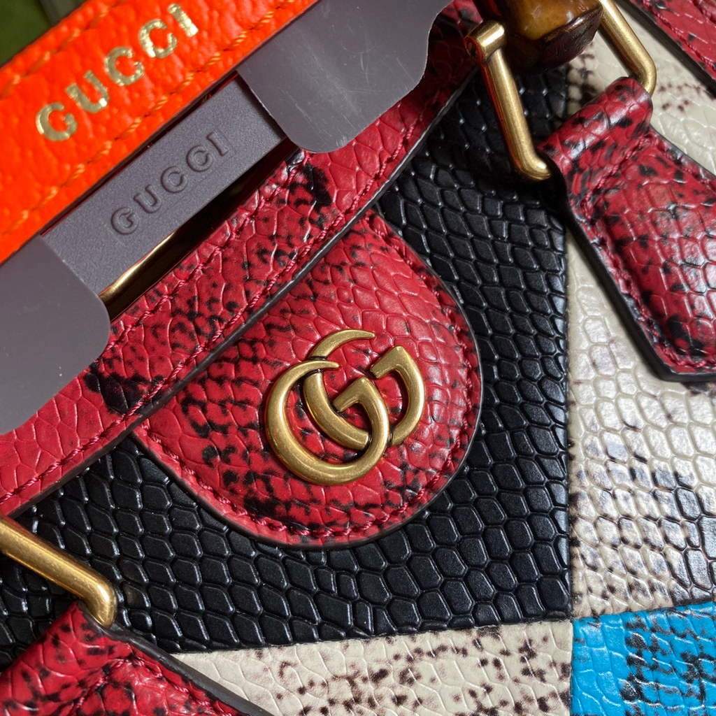 Gucci Diana Mini tote bag top handle bag Gucci a€?55661 Grey With Red