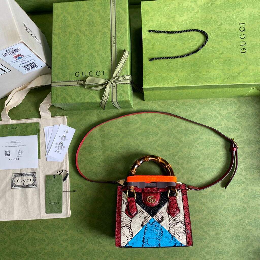 Gucci Diana Mini tote bag top handle bag Gucci a€?55661 Grey With Red