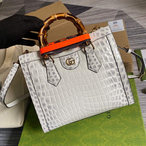 Gucci Diana Small Tote Bag Crocodile Top Handle Bag 660195 White - Default Title - View 5