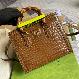 Gucci Diana Small Tote Bag Crocodile Top Handle Bag 660195 Brown - Default Title - View 5