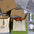 Gucci Diana Small Tote Bag Ostrich Top Handle Bag 660195 Beige