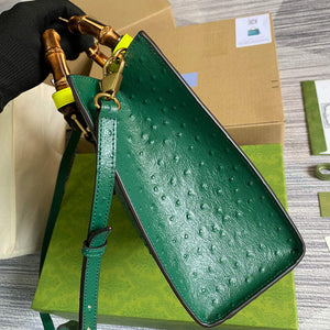 Gucci Diana Small Tote Bag Ostrich Top Handle Bag 660195 Green - Default Title - View 3