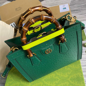 Gucci Diana Small Tote Bag Ostrich Top Handle Bag 660195 Green - Default Title - View 4