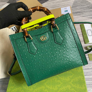 Gucci Diana Small Tote Bag Ostrich Top Handle Bag 660195 Green - Default Title - View 5