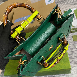 Gucci Diana Small Tote Bag Ostrich Top Handle Bag 660195 Green - Default Title - View 8