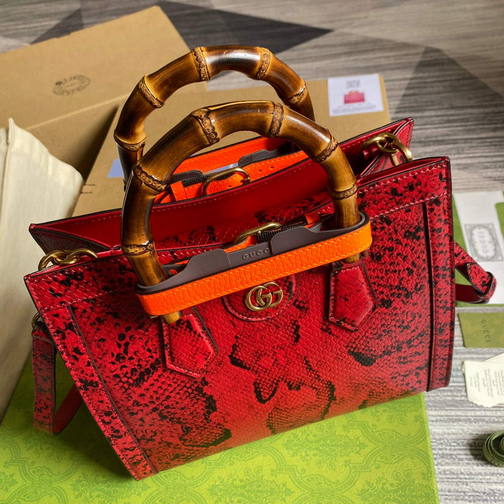 Gucci Diana Small Tote Bag Snake Top Handle Bag 660195 Red