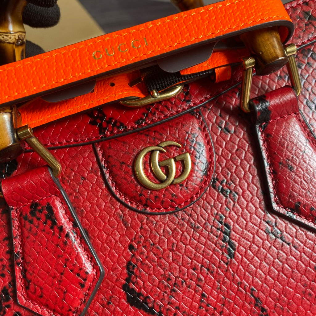 Gucci Diana Small Tote Bag Snake Top Handle Bag 660195 Red