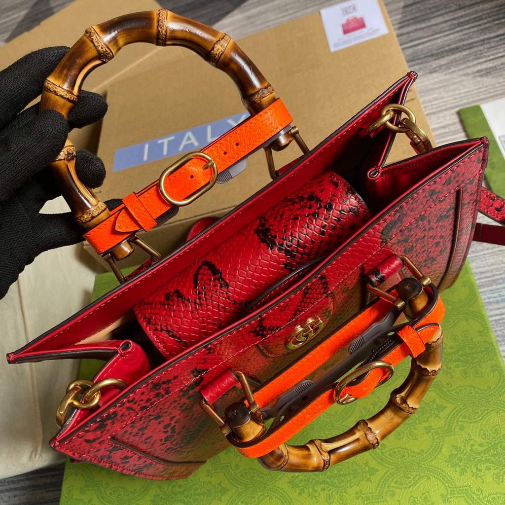 Gucci Diana Small Tote Bag Snake Top Handle Bag 660195 Red