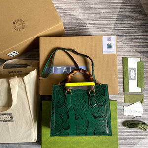 Gucci Diana Small Tote Bag Snake Top Handle Bag 660195 Green - Default Title - View 2