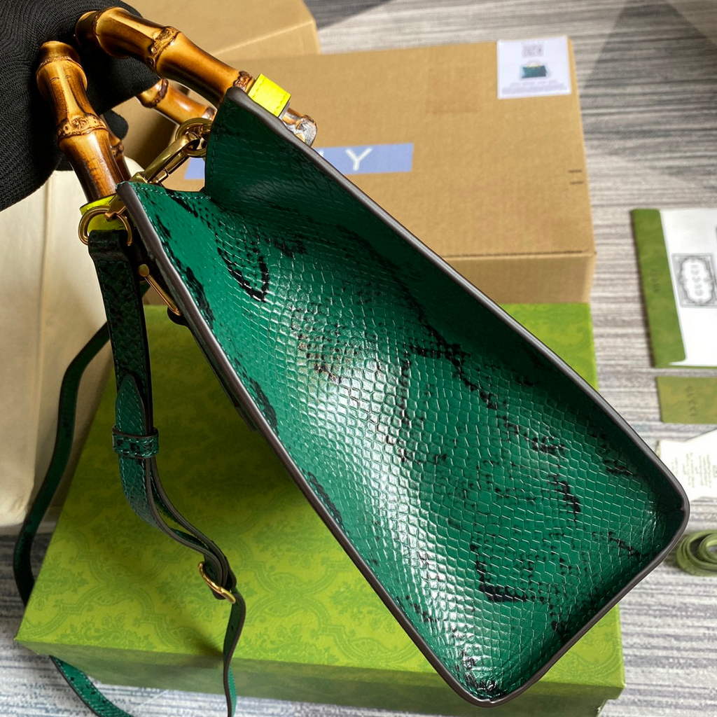 Gucci Diana Small Tote Bag Snake Top Handle Bag 660195 Green