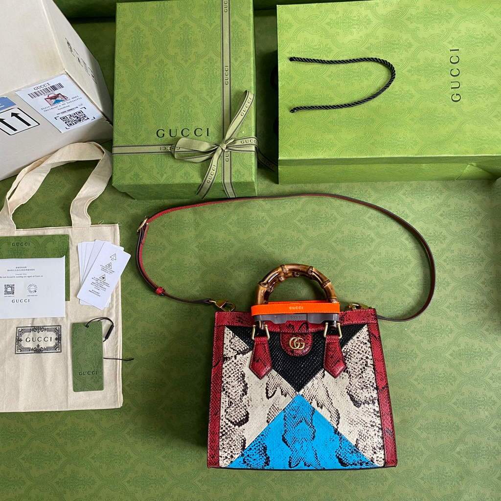 Gucci Diana small tote bag top handle bag 660195 Grey with Red