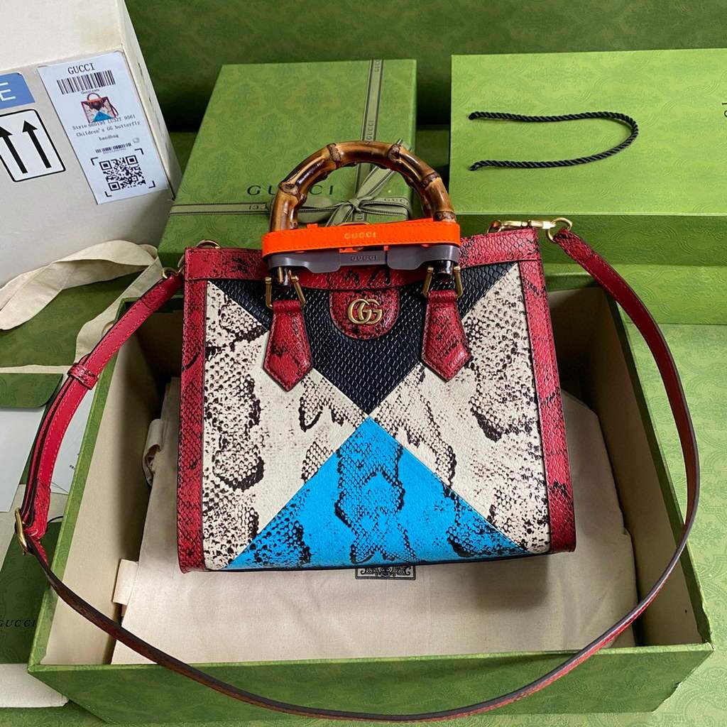 Gucci Diana small tote bag top handle bag 660195 Grey with Red