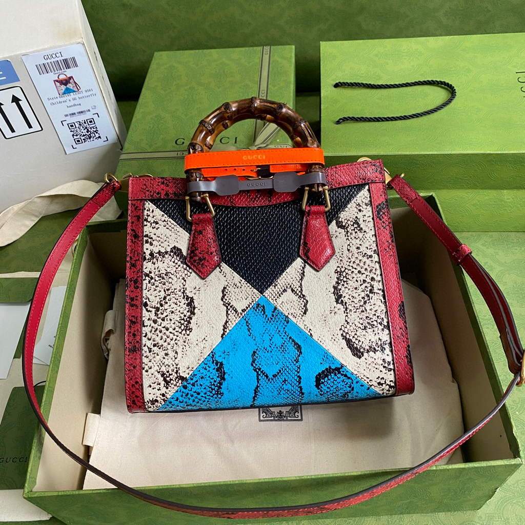 Gucci Diana small tote bag top handle bag 660195 Grey with Red