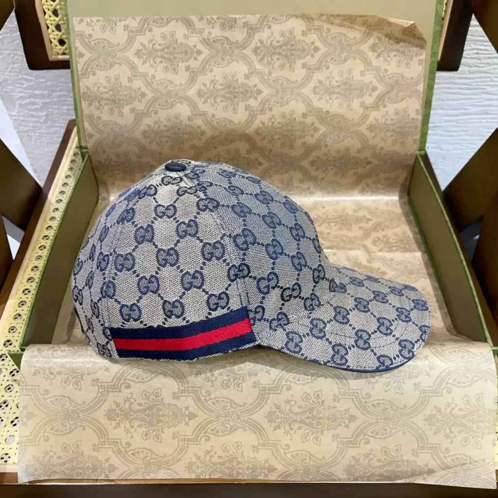 Gucci GG canvas baseball hat with Web 200035 Blue