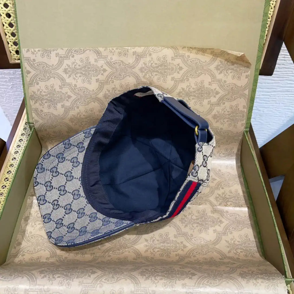 Gucci GG canvas baseball hat with Web 200035 Blue