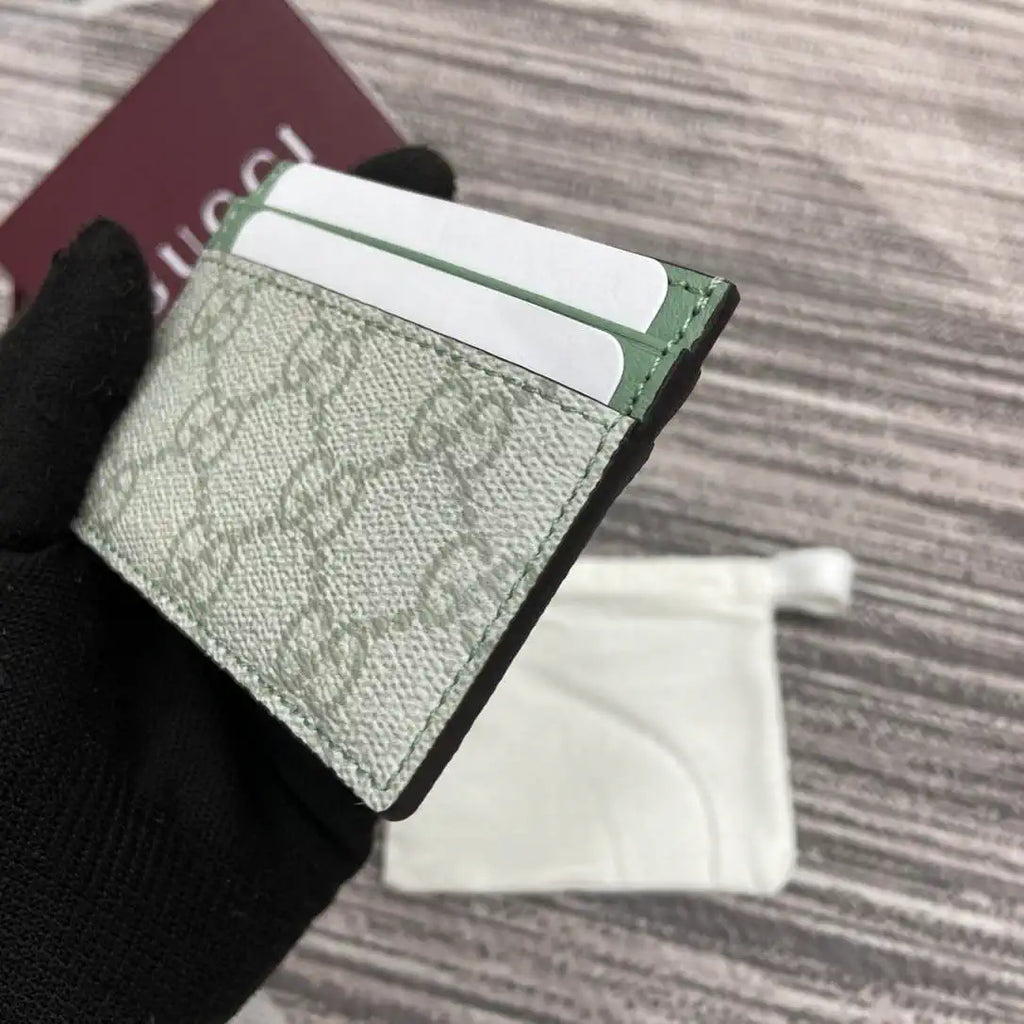Gucci GG Emblem card case with strap 819121 Green