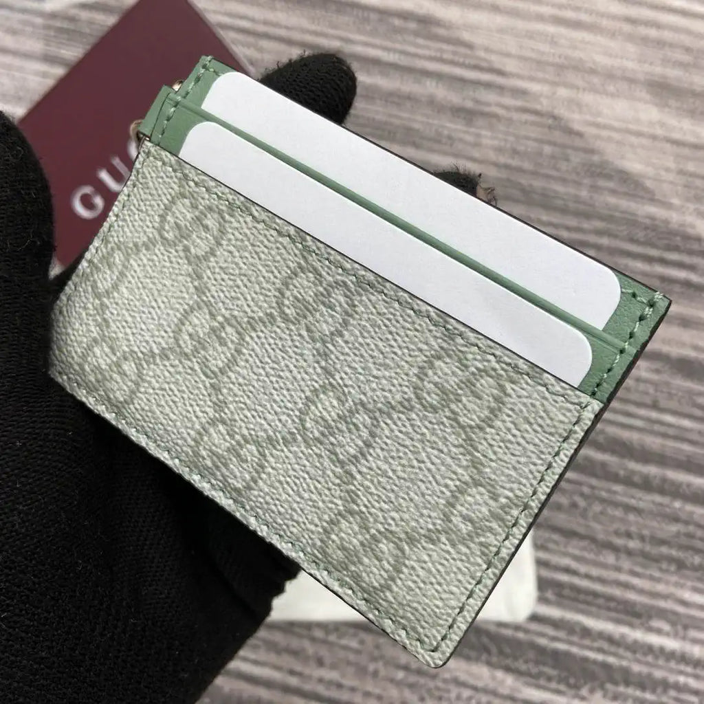 Gucci GG Emblem card case with strap 819121 Green