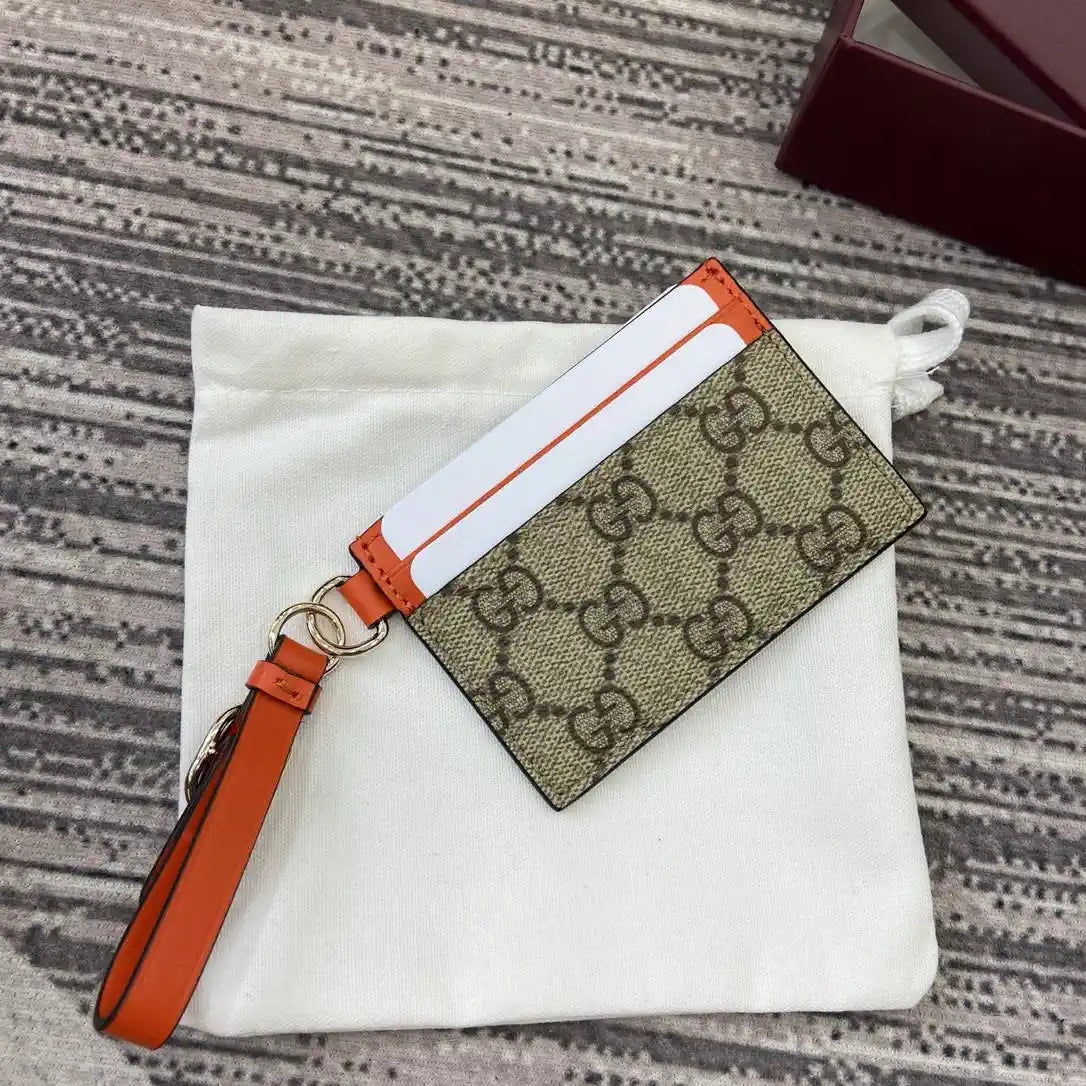 Gucci GG Emblem card case with strap 819121 Biege & orange