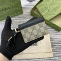 Gucci GG Emblem card case with strap 819121 Biege & Black