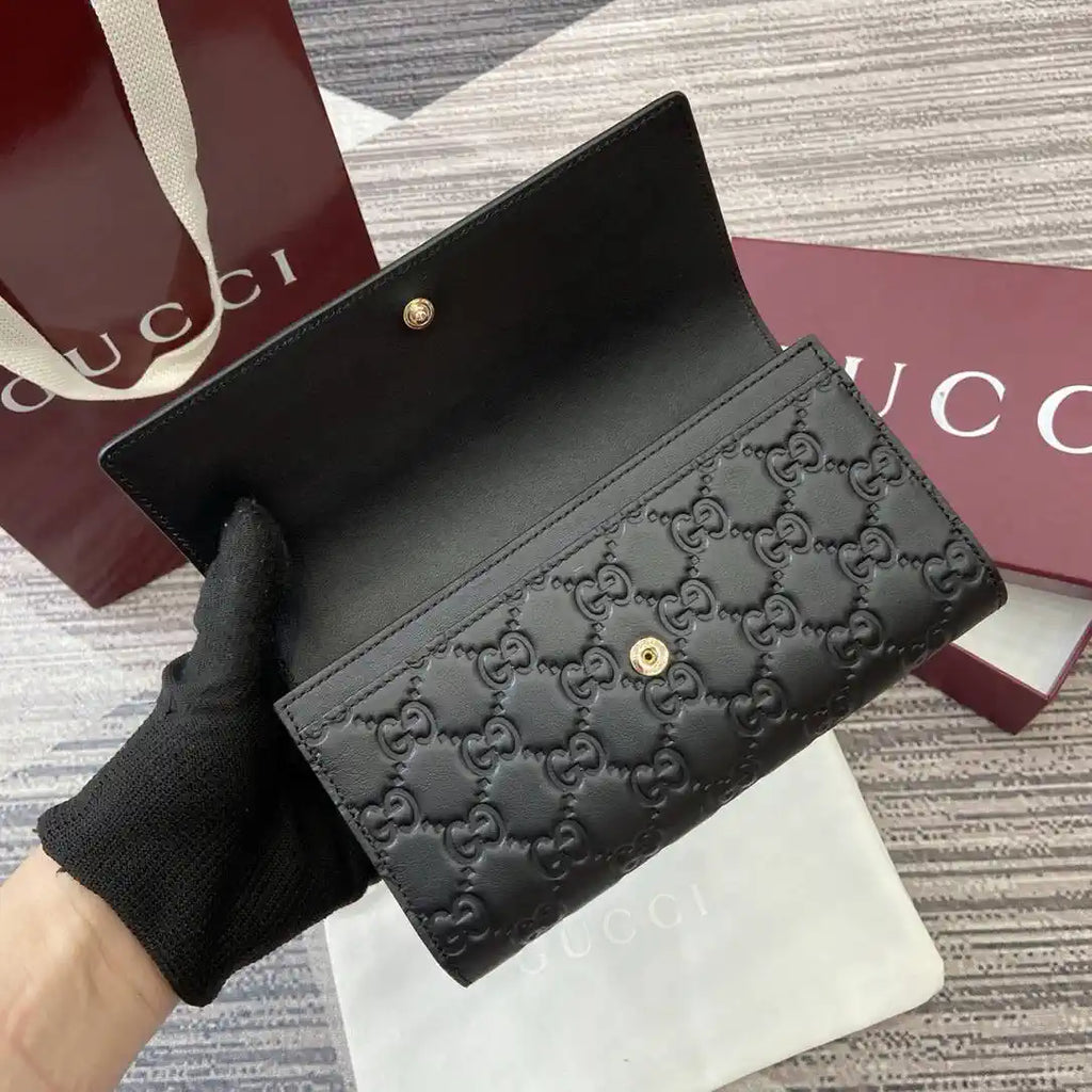Gucci GG Emblem continental wallet 847210 Black