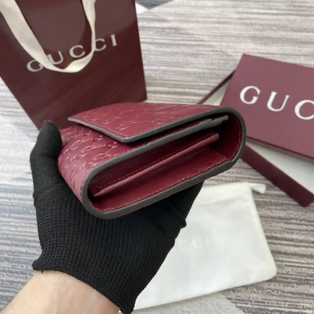 Gucci GG Emblem continental wallet 847210 Wine Red