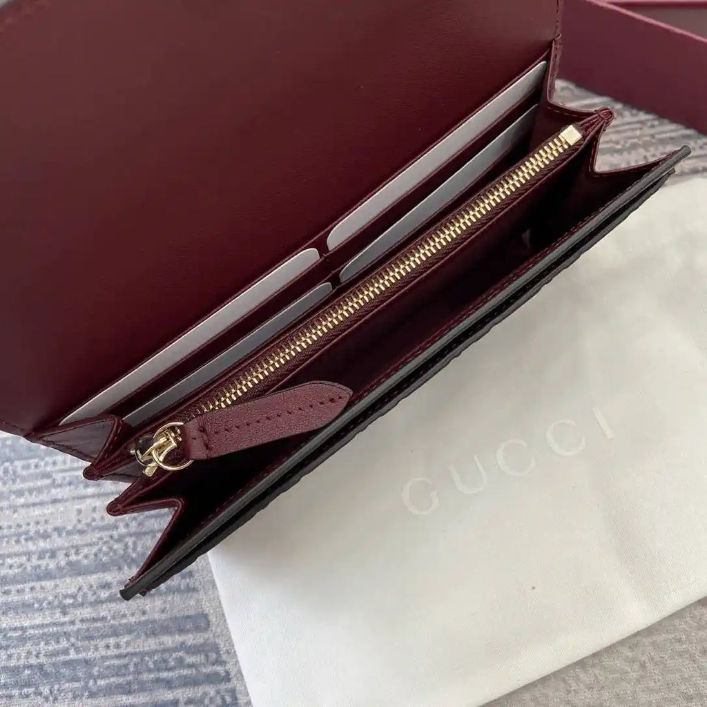 Gucci GG Emblem continental wallet 847210 Wine Red