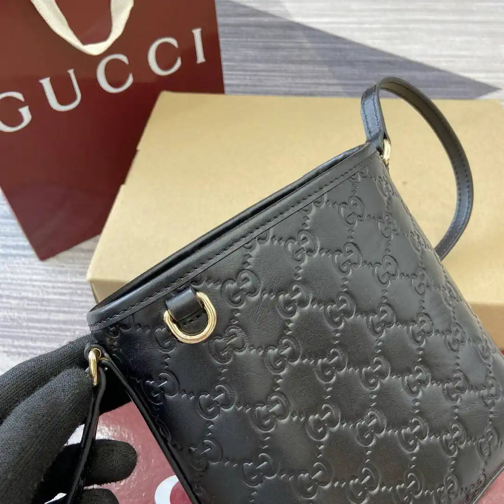 Gucci GG Emblem nano bucket bag 847090 Black