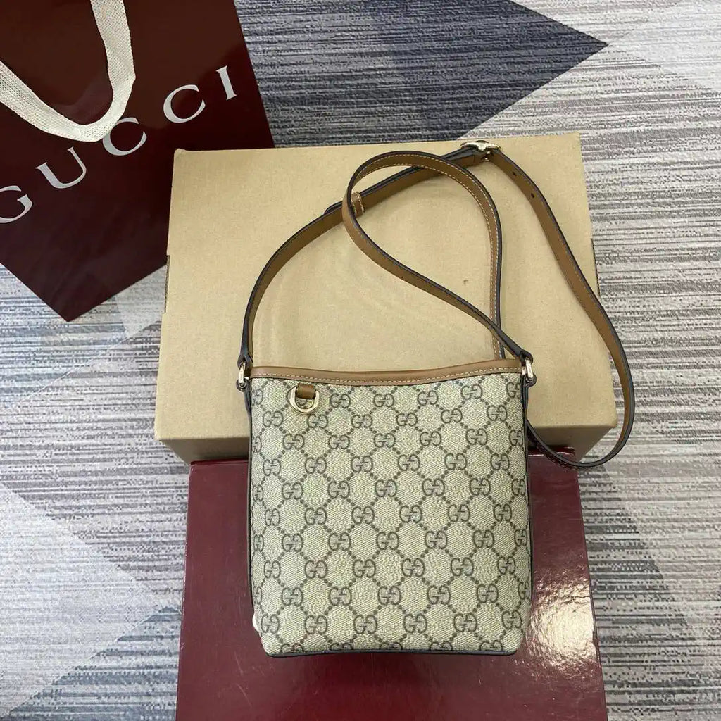 Gucci GG Emblem nano bucket bag 847090 Beige & Brown