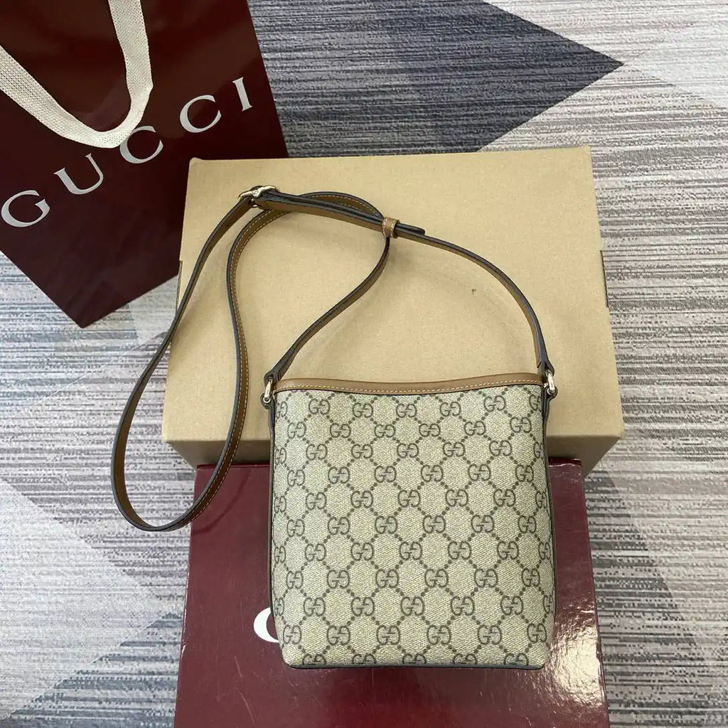 Gucci GG Emblem nano bucket bag 847090 Beige & Brown